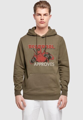 ABSOLUTE CULT Sweatshirt 'Deadpool - Approves' in Green: front