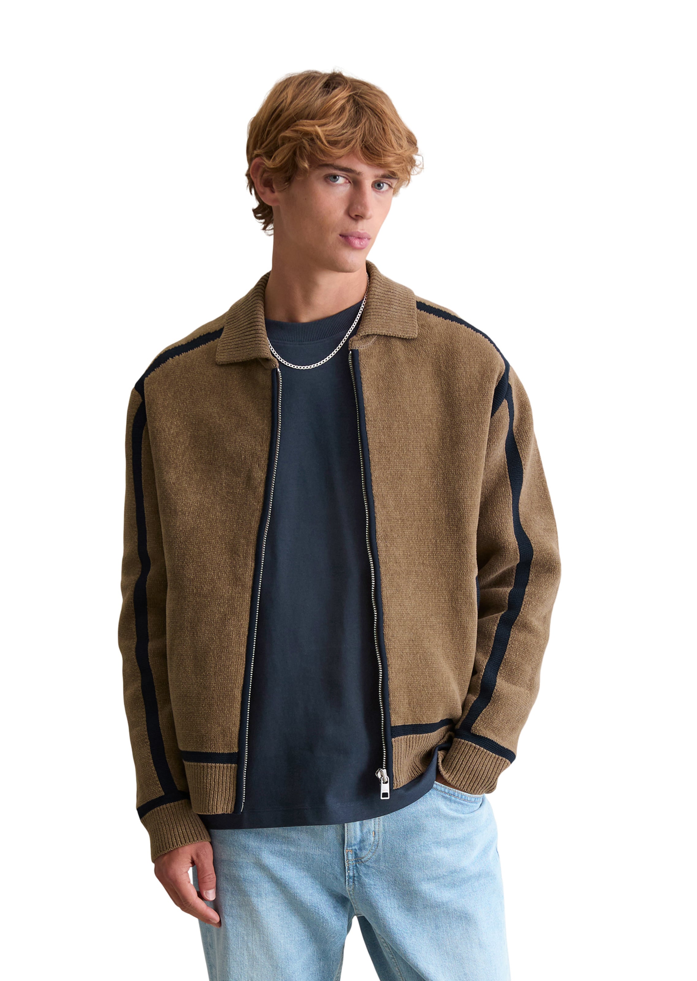 Marc O'Polo DENIM Gebreid vest in Bruin: voorkant