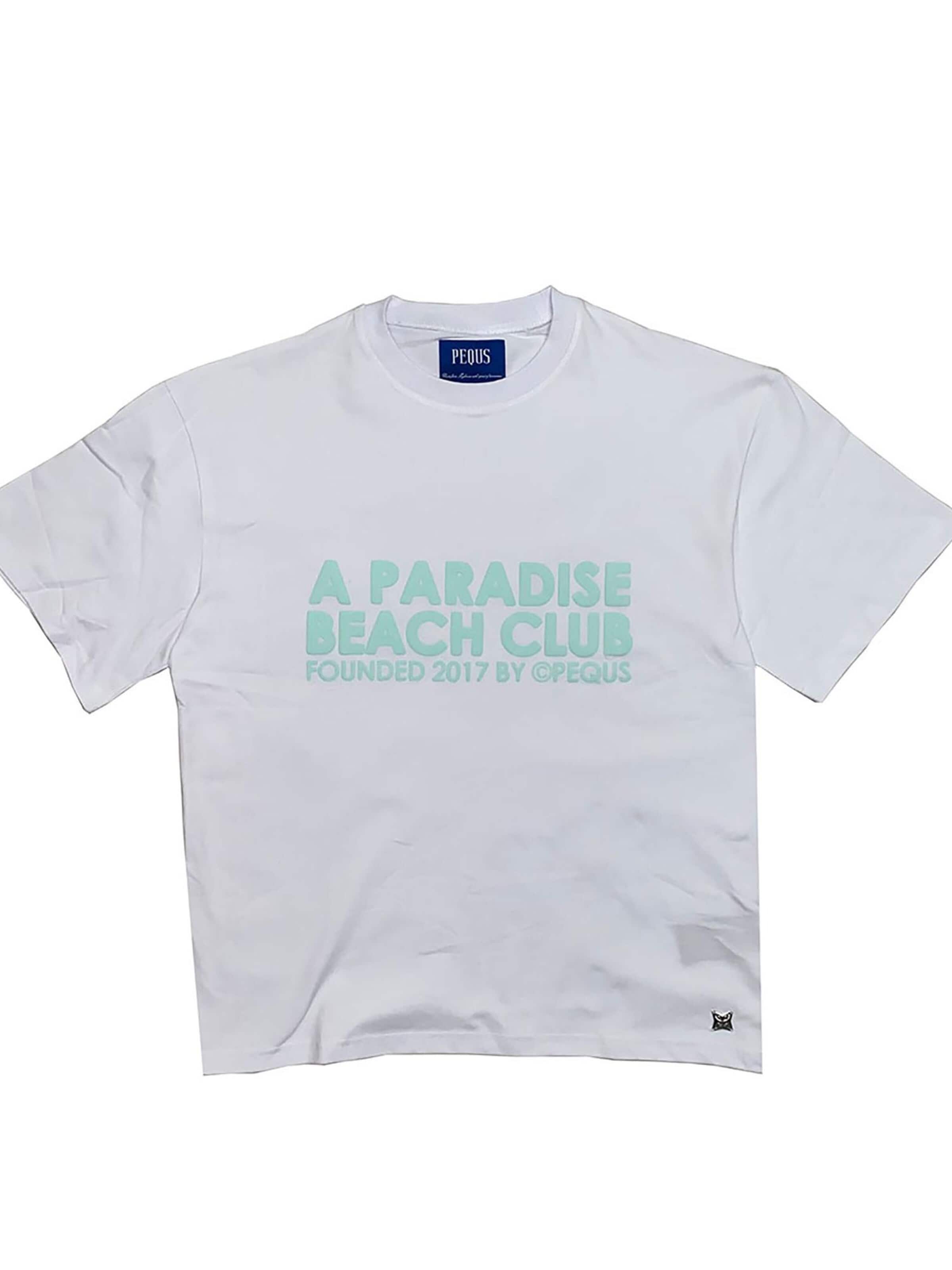 Pequs Shirt 'A Paradise Beach Club Front Logo' in White: front