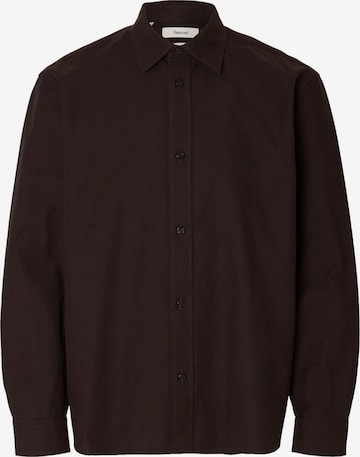 Fit confort Chemise 'Sinus' SELECTED HOMME en marron : devant