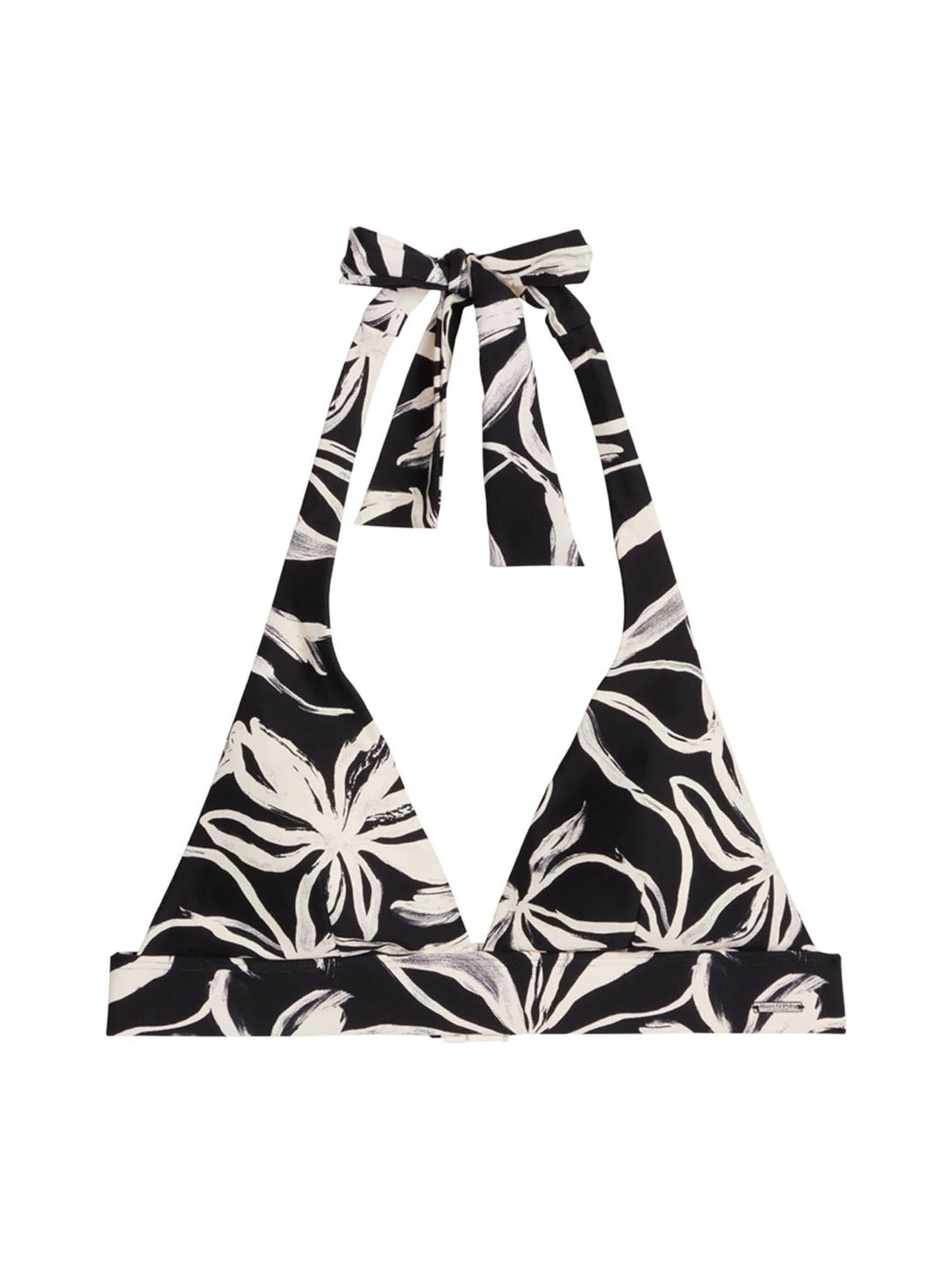 Marc O'Polo Triangle Bikini top ' Abstract Floral ' in Black: front