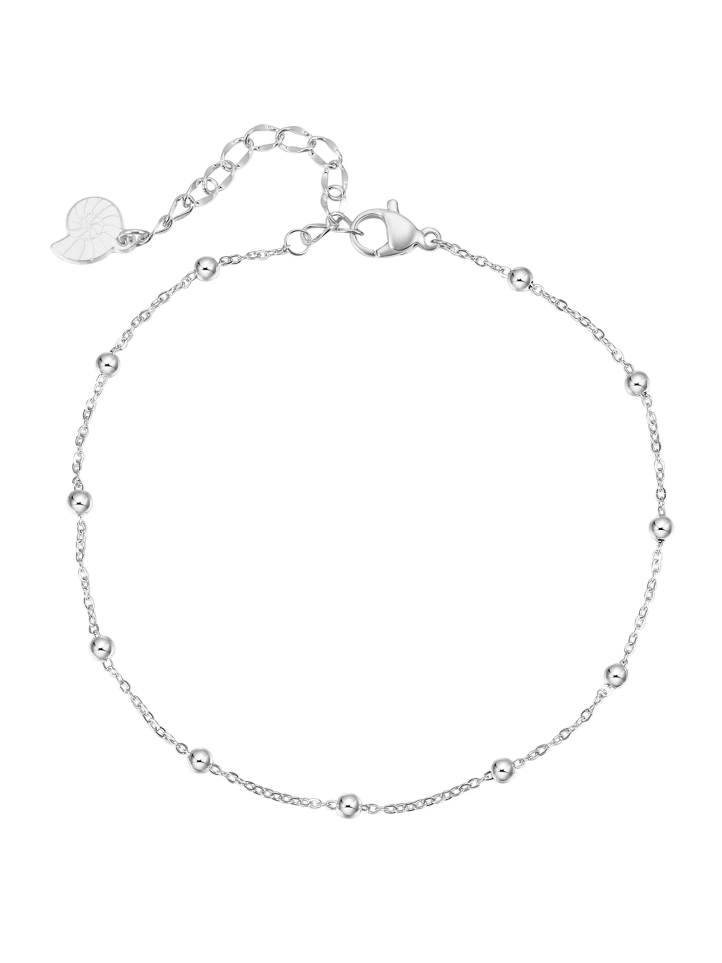 Hey Happiness Fußschmuck 'Mini Beads'‌‌‌‌‌‌‌‌‌‌ in Silber: Vorderseite