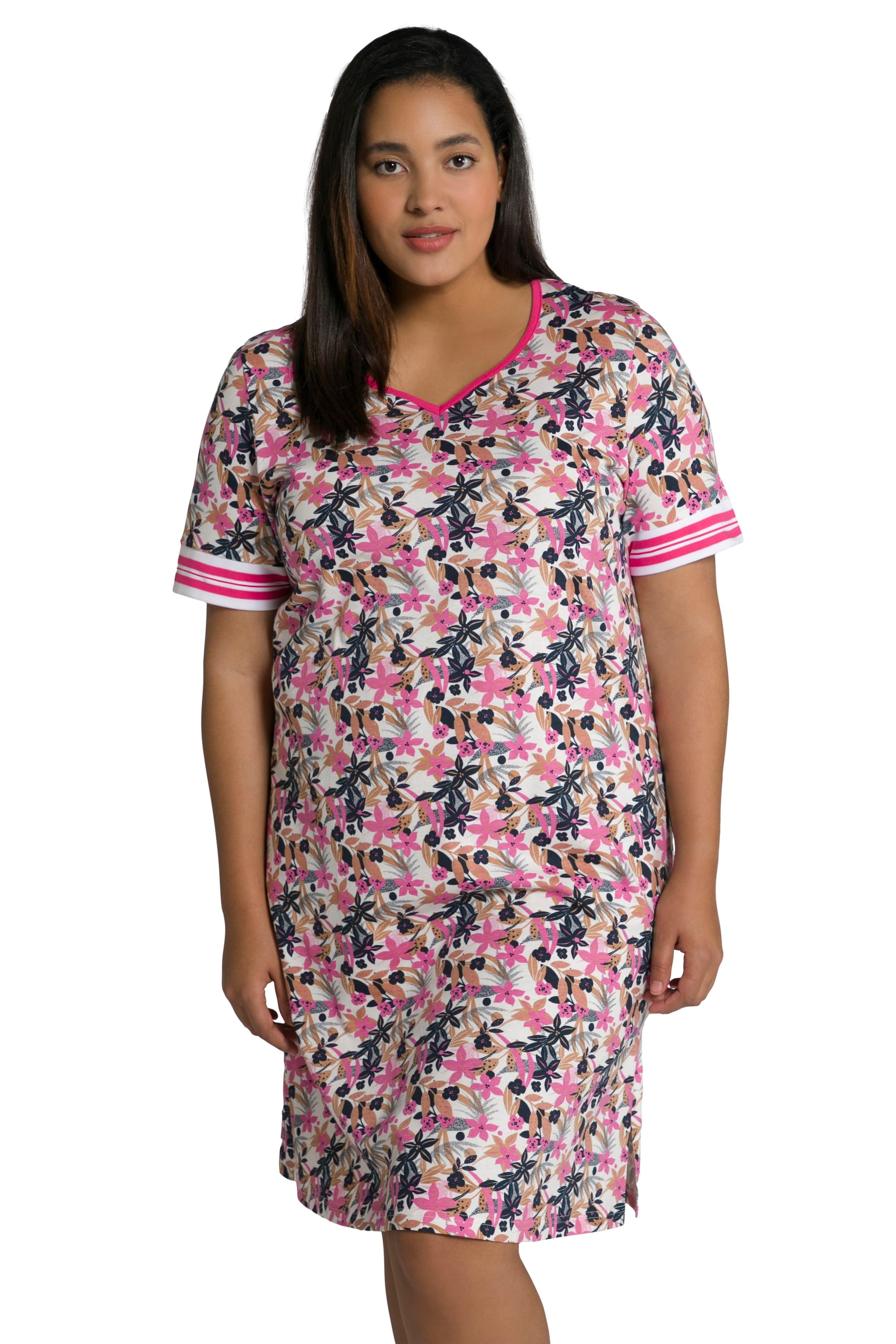 Frauen Wäsche Ulla Popken Nachthemd in Mischfarben, Pink - EX93177