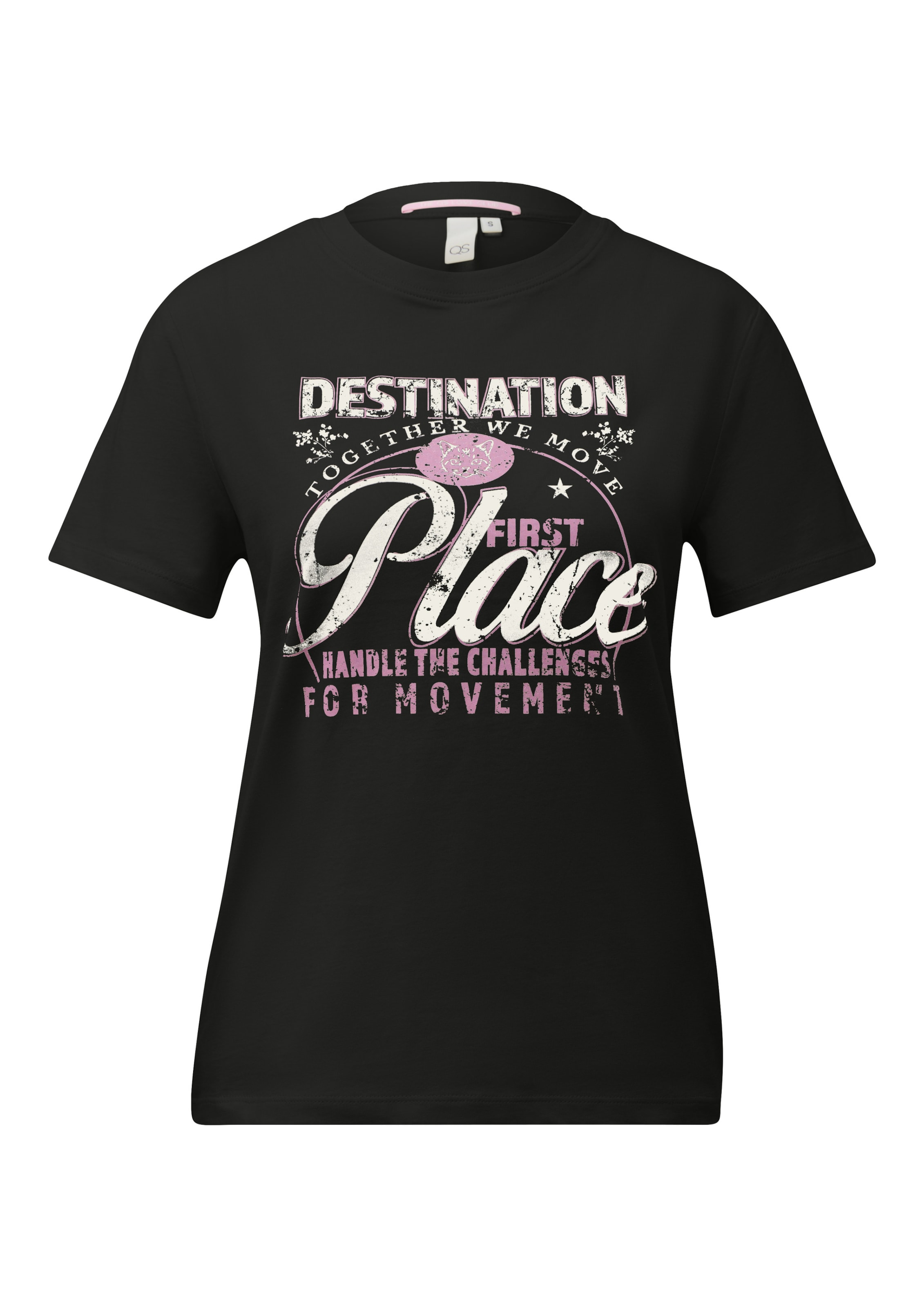 T-shirt QS en noir : devant