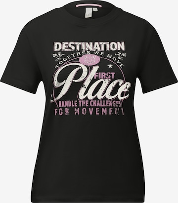 T-shirt QS en noir : devant