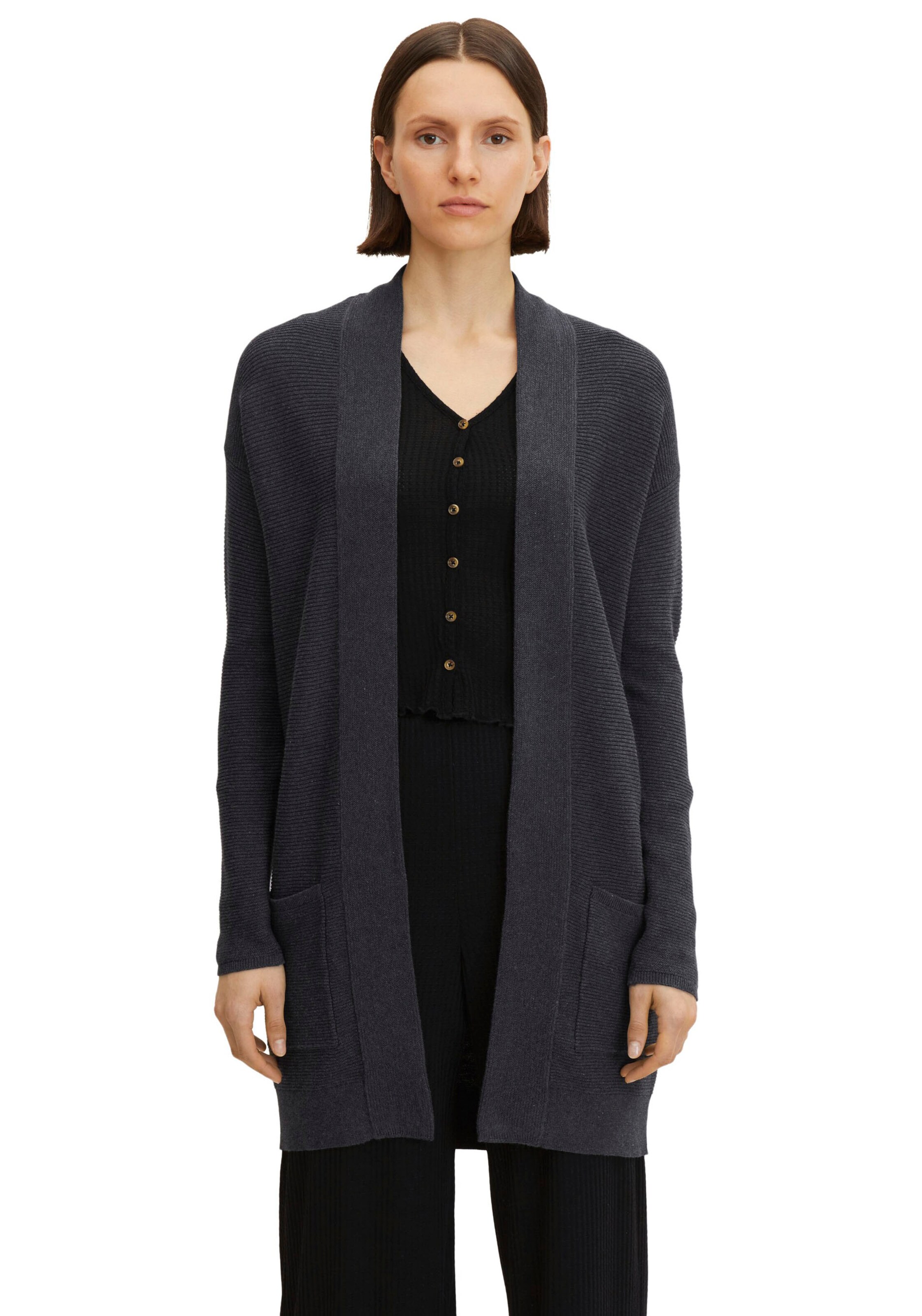 TOM TAILOR Strickjacke in Grau: Vorderseite