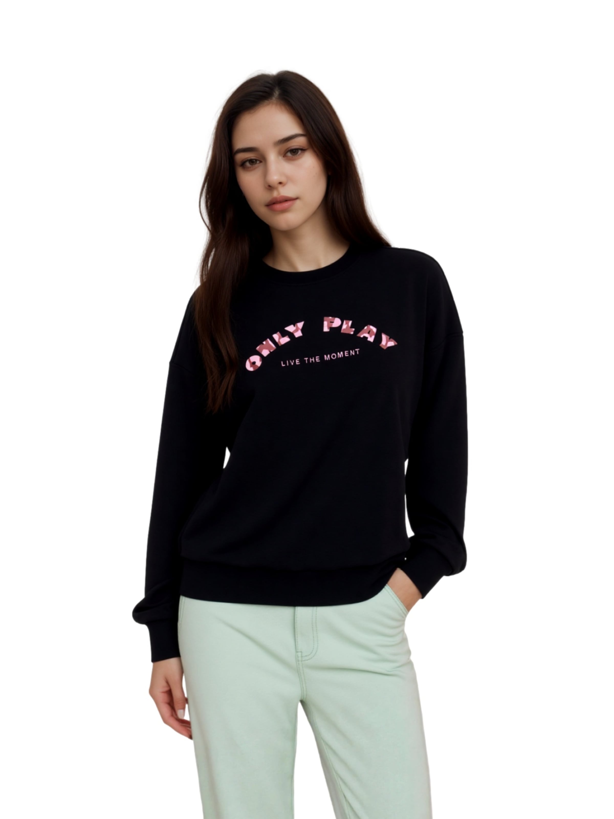 ONLY PLAY Sweatshirt 'Confi Life' in Black: front