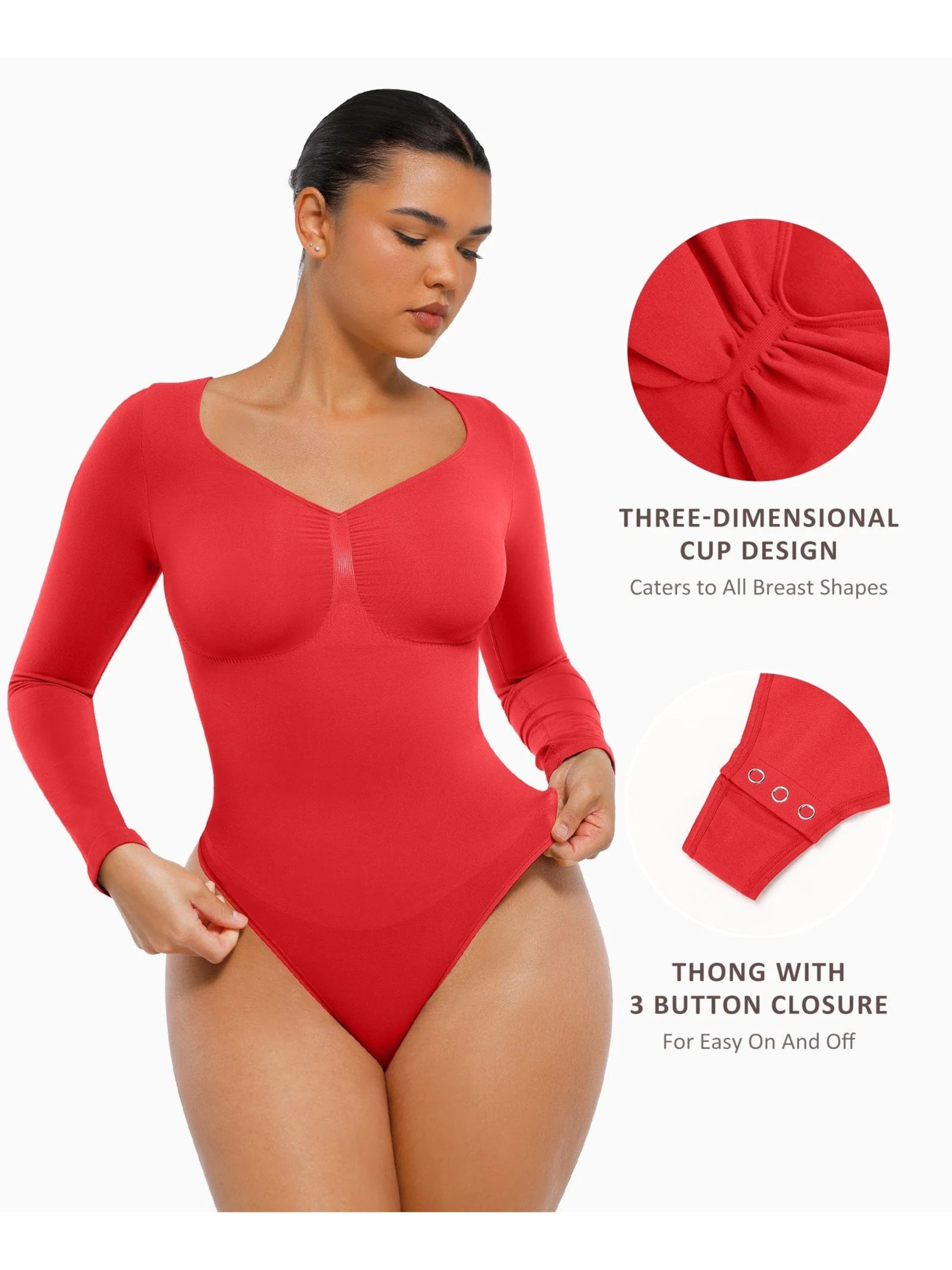 FÉMINITÉ Fatale - Body moldeador 'AVA' en rojo: frente