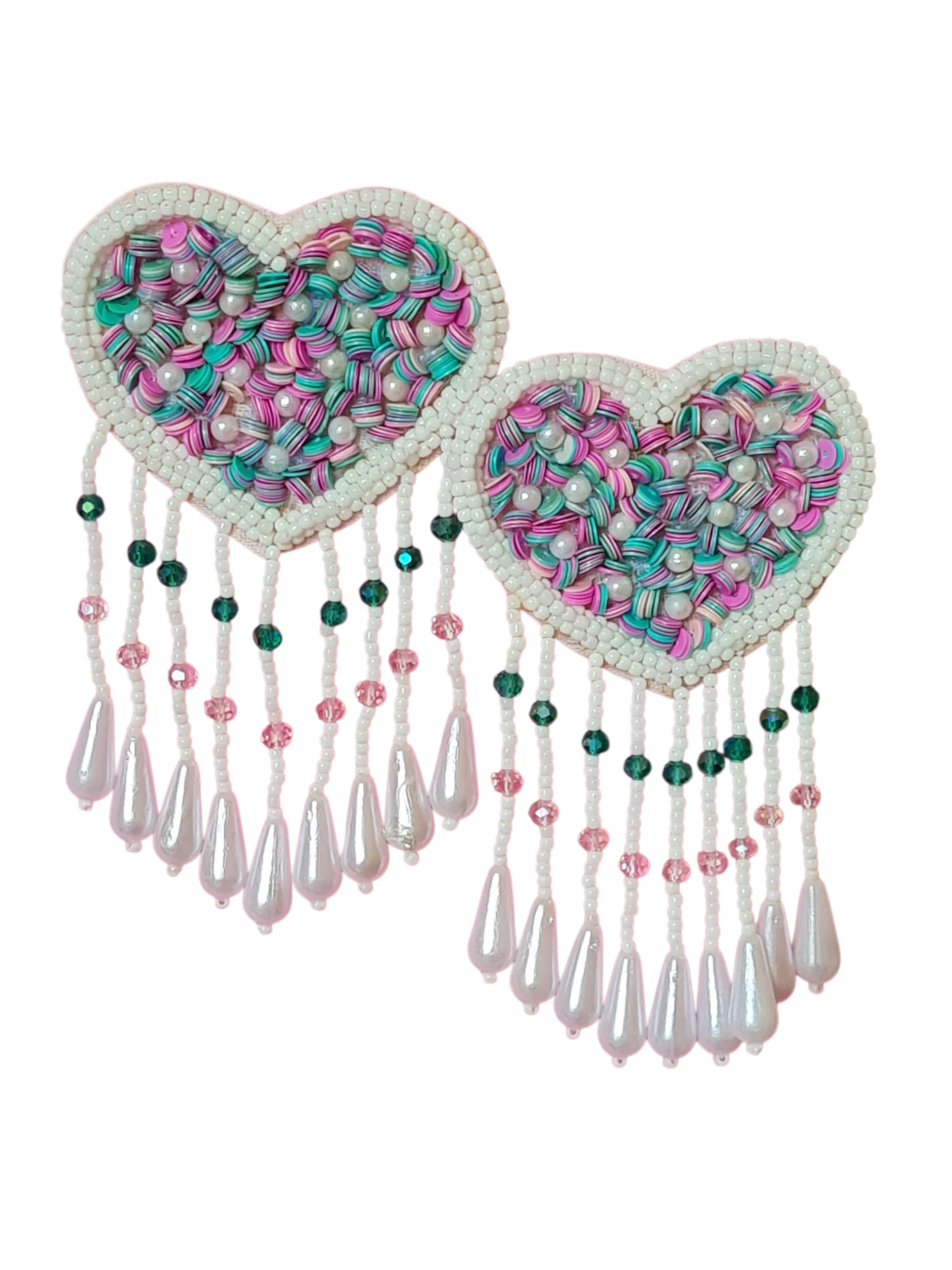 PfauGermany Earrings 'Heart Beat' in White: front