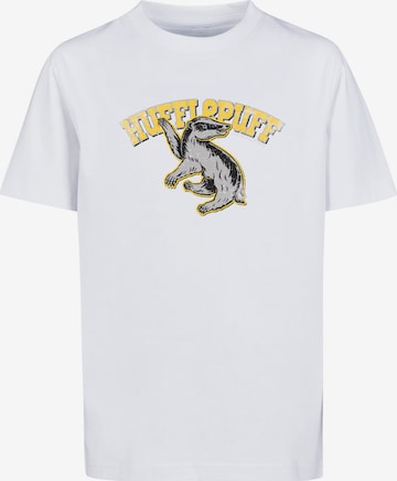 F4NT4STIC Shirt 'Harry Potter Hufflepuff Sport Emblem' in Wit: voorkant