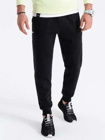 Effilé Pantalon 'PASK-22FW-008' Ombre en noir : devant