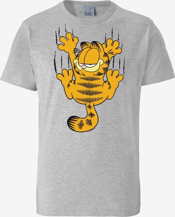 LOGOSHIRT Shirt 'Garfield – Scratches' in Grijs: voorkant