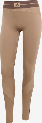Skinny Pantalon de sport 'Hyperglam' ADIDAS PERFORMANCE en marron : devant
