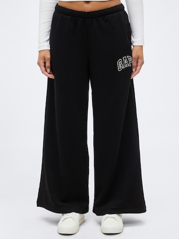 Gap Petite - Perna larga Calças 'HERITAGE' em preto: frente