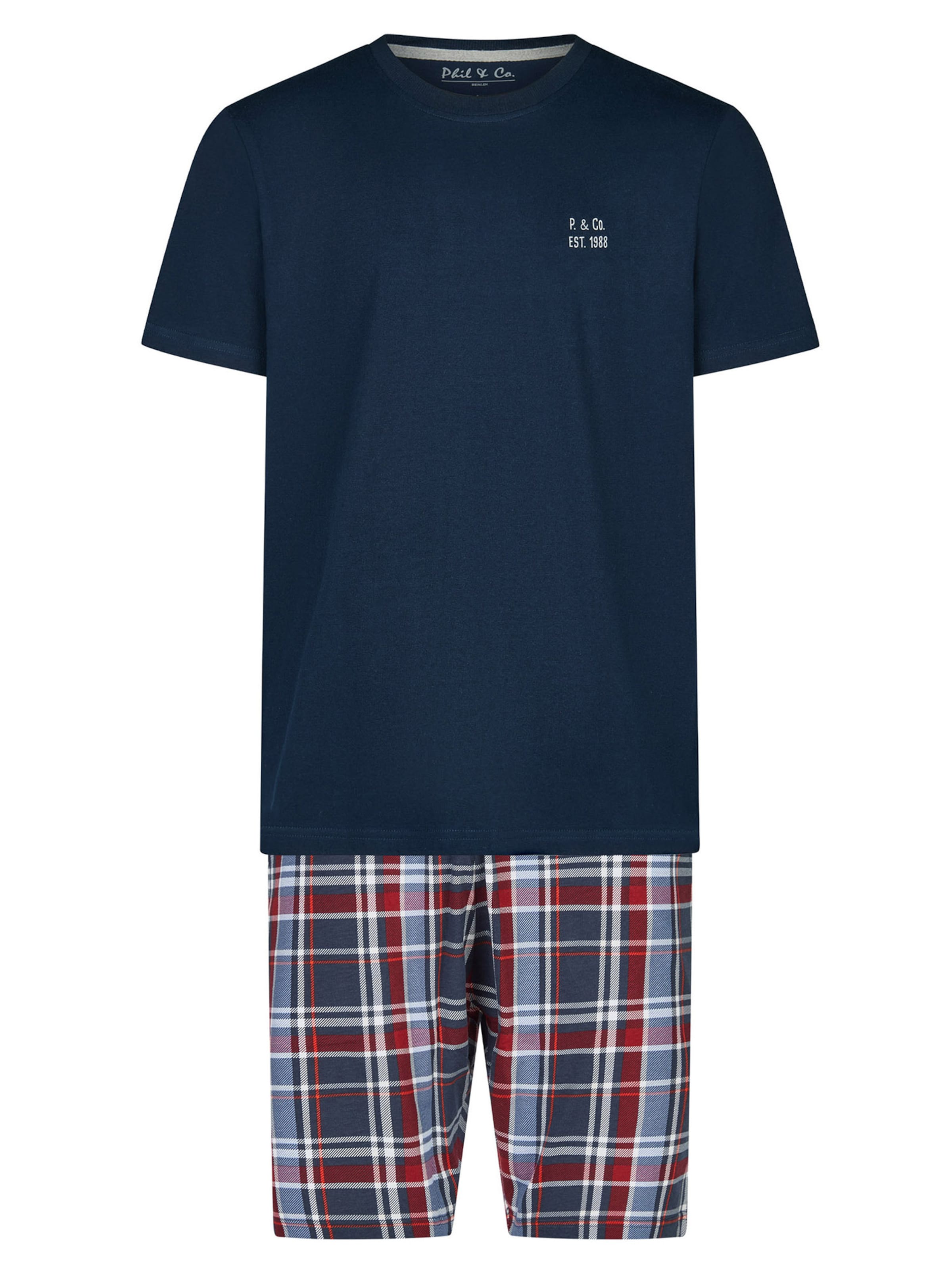 Phil & Co. Berlin Pyjama kort ' Classics ' in Blauw: voorkant