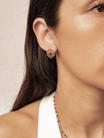 Boucles d'oreilles 'Wave Hoop' Hey Happiness en or : devant