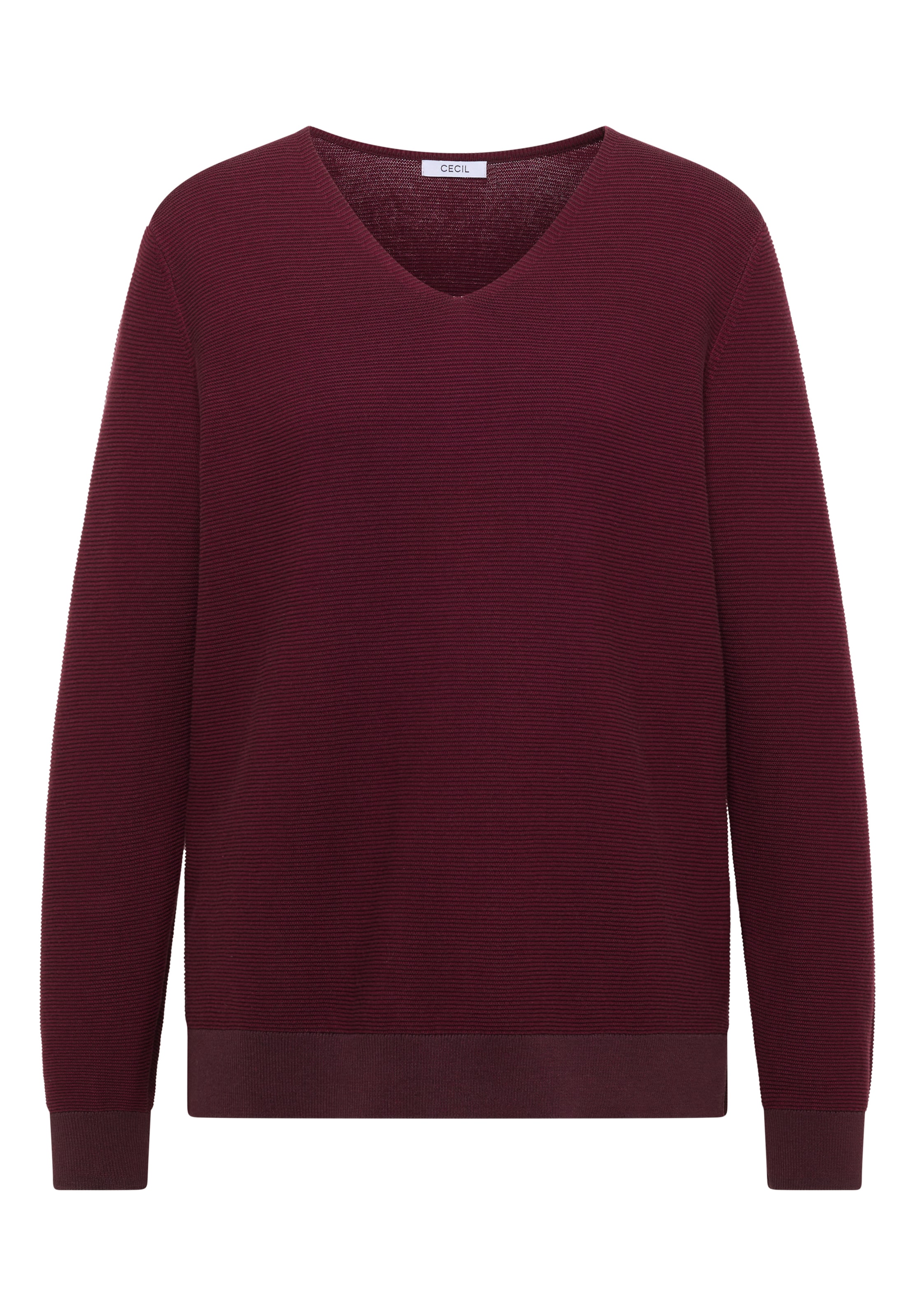 CECIL Pullover im Two-Tone-Look mit V-Neck in Rot: Vorderseite