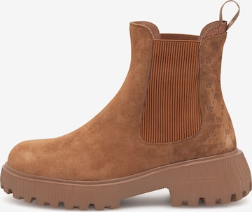 WODEN Chelsea boots 'Aya Warm' in Bruin: voorkant
