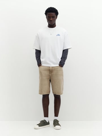 T-Shirt 'SUMMER PEACH' Pull&Bear en blanc