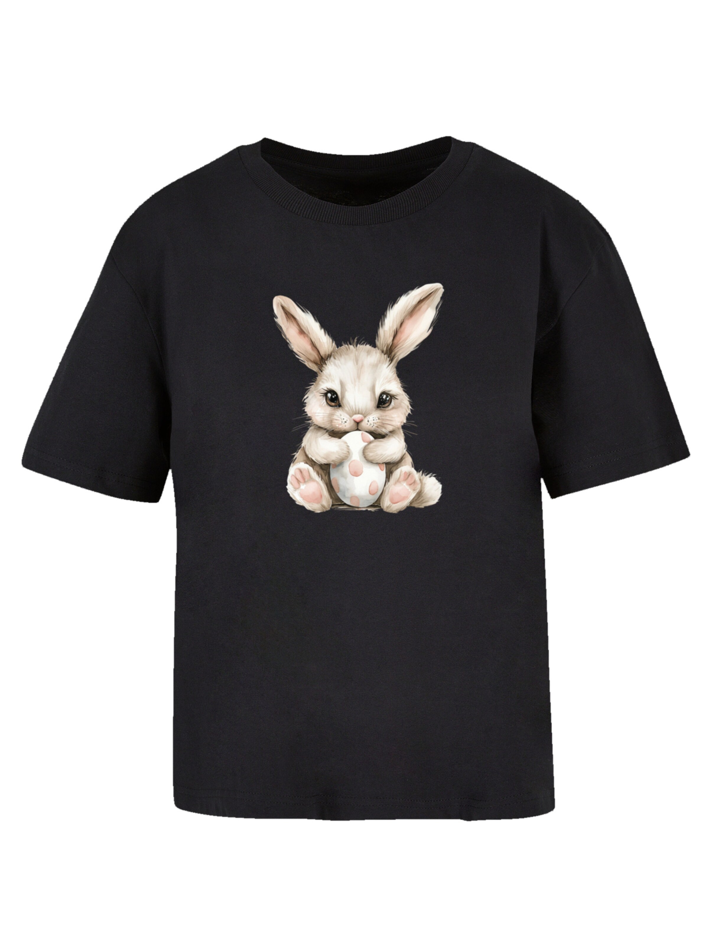 T-shirt 'Niedlicher Osterhase Mit Ei' F4NT4STIC en noir : devant