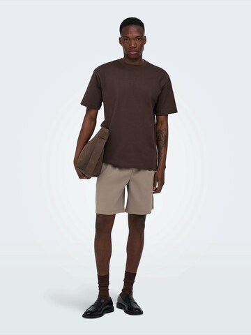 Only & Sons Loose fit Pleat-Front Pants 'ONSWill' in Brown