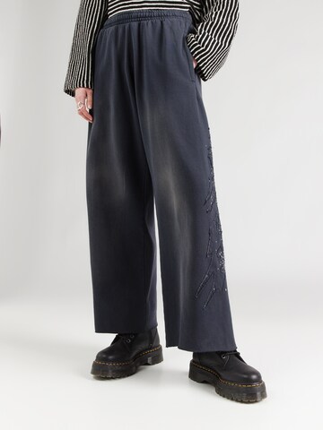 Wide Leg Pantalon 'Fury' WEEKDAY en noir : devant