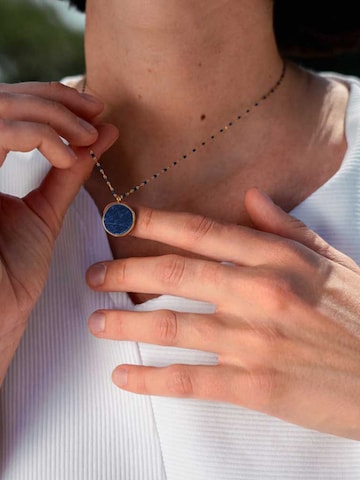 Sergio Engel Necklace 'Beach Kette 03 Vergoldete farbig akzentuierte Edelstahlkette mit Natursteinanhänger' in Blue
