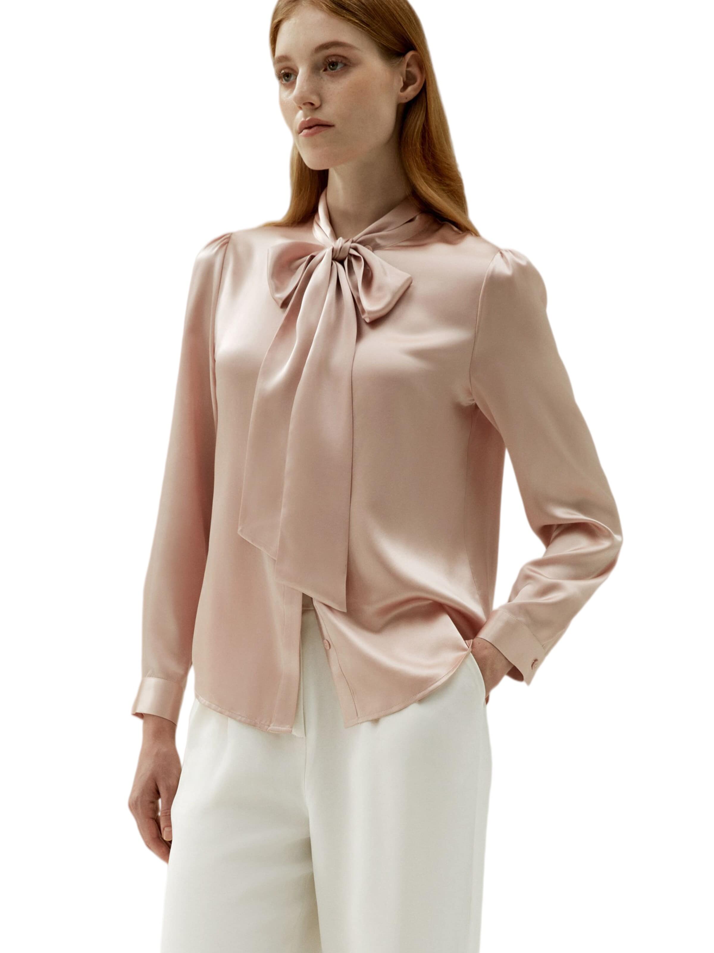 Lilysilk - Blusa 'LILYSILK Seidenbluse mit Schleife' en rosa: frente