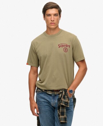 T-Shirt 'Tokyo Narrative' Superdry en vert