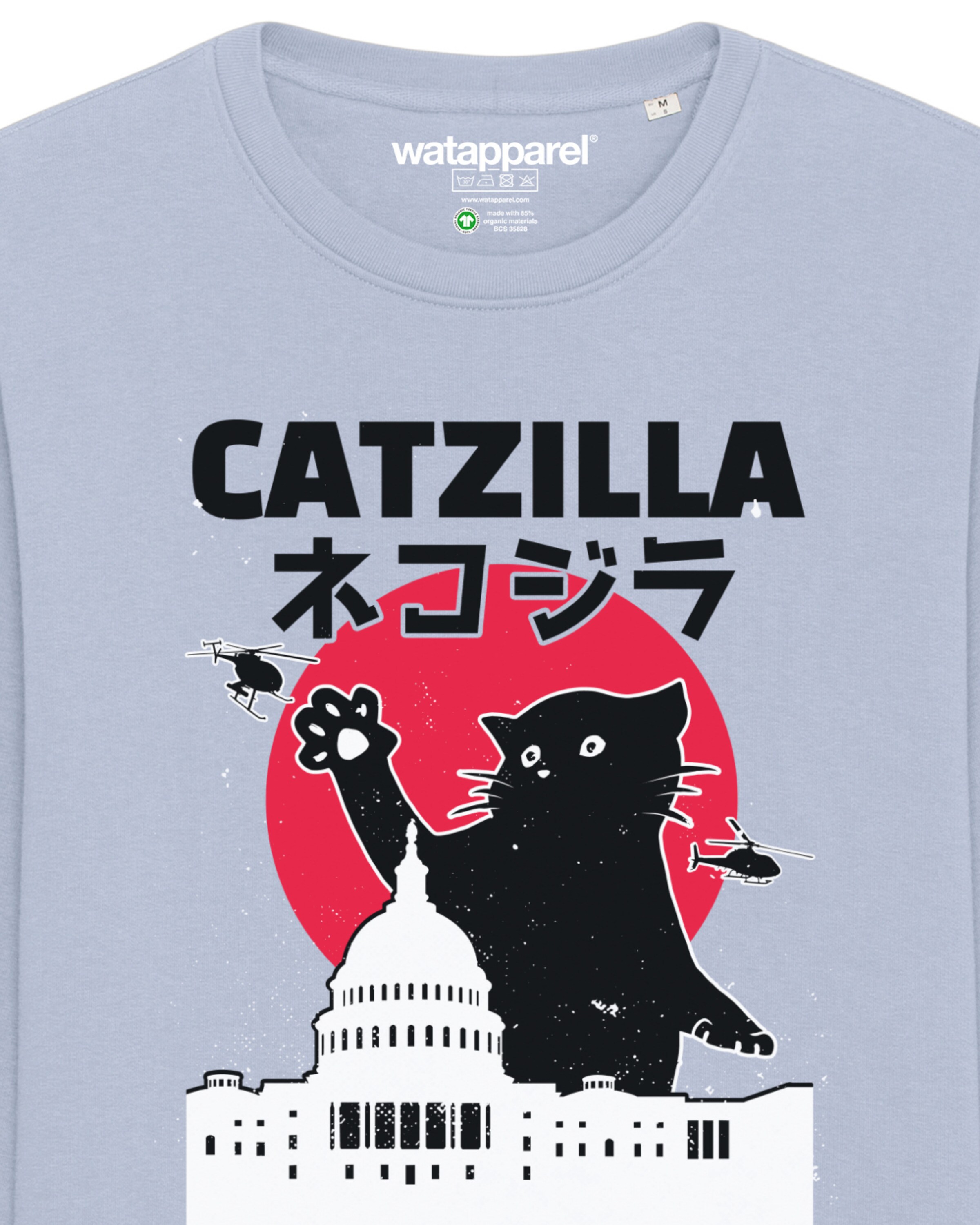 Watapparel Sweatshirt ' Catzilla ' in Blue