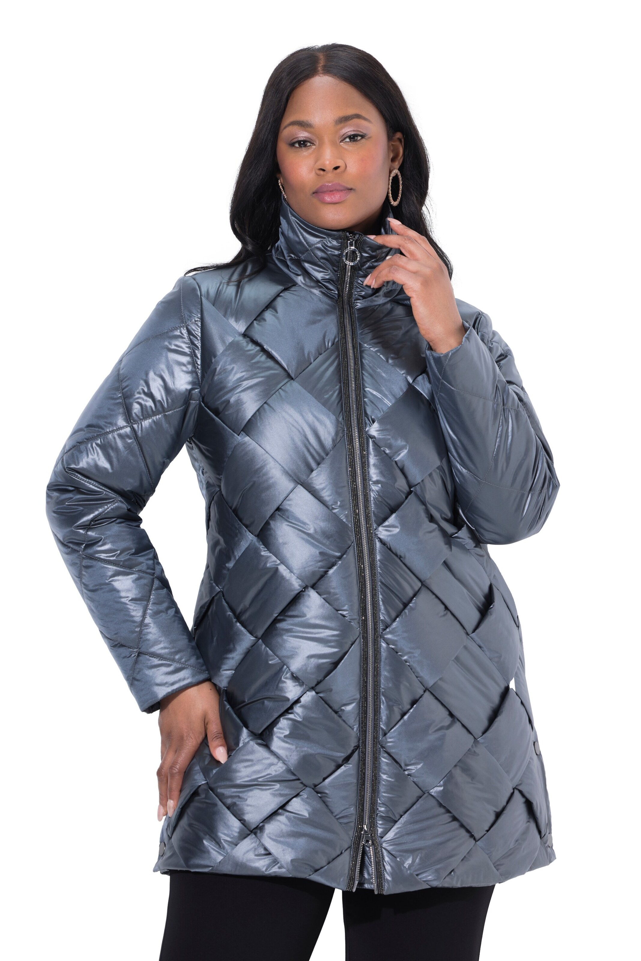 Ulla Popken Between-Season Jacket in Blue: front