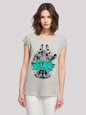 F4NT4STIC Shirt 'Star Wars Millennium Falke Grün' in Grey: front