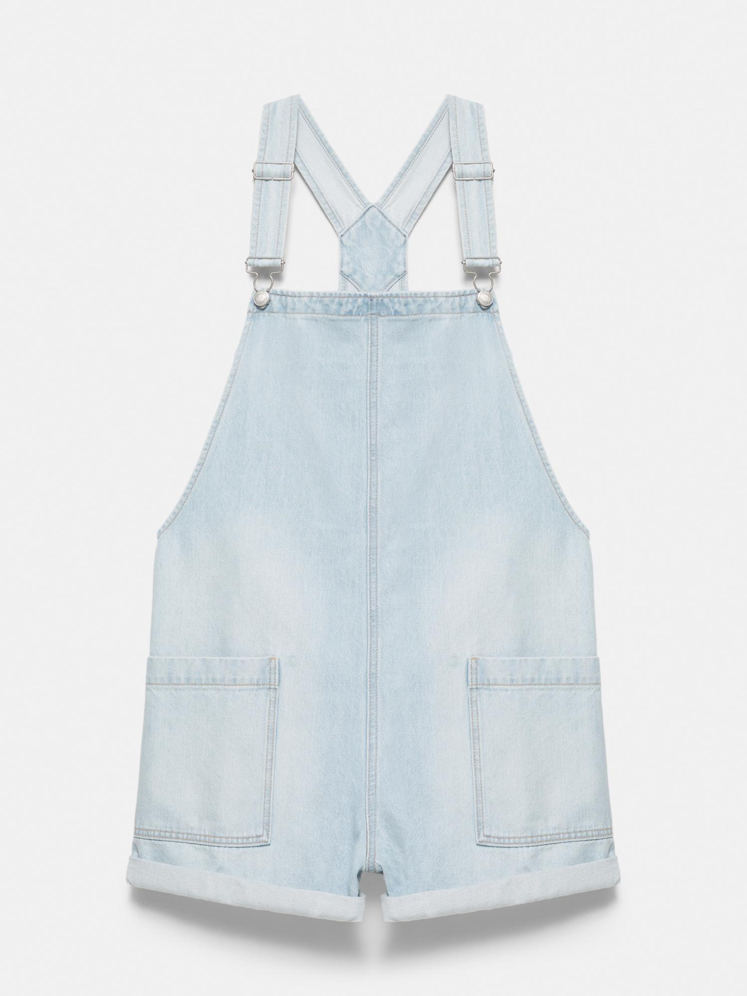 Pull&Bear Loosefit Tuinbroek jeans in Blauw: voorkant