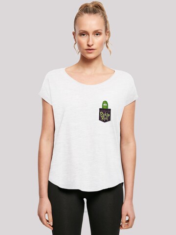 F4NT4STIC Shirt 'Rick And Morty Pickle Rick Faux Pocket' in Wit: voorkant