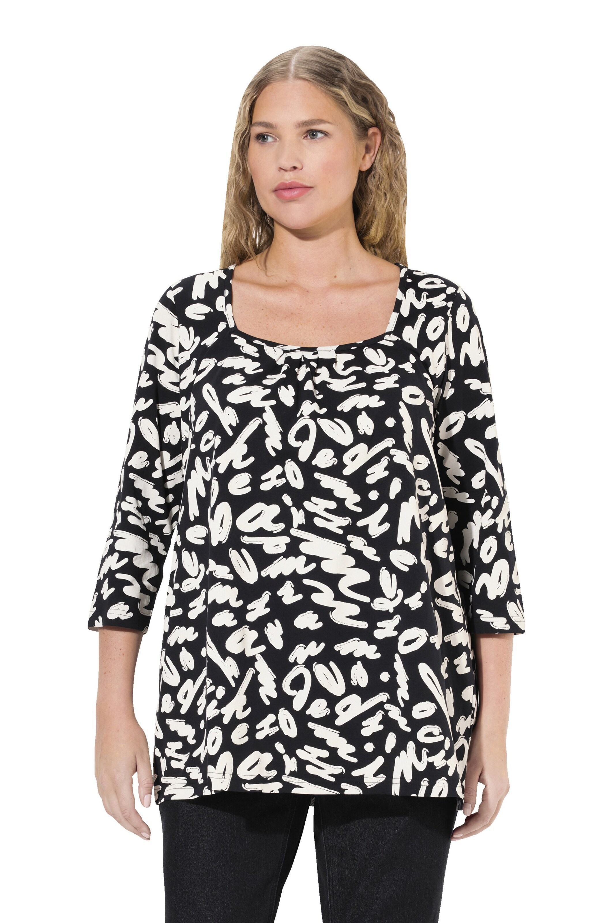 Ulla Popken Shirt in Zwart: voorkant