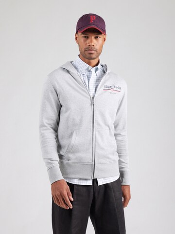 GANT Кофта на молнии в Серый: спереди