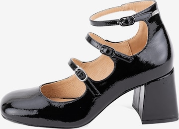 Ballerina 'Delphine – Ballerinas mit Absatz aus Leder' di Les Tropéziennes in nero: frontale