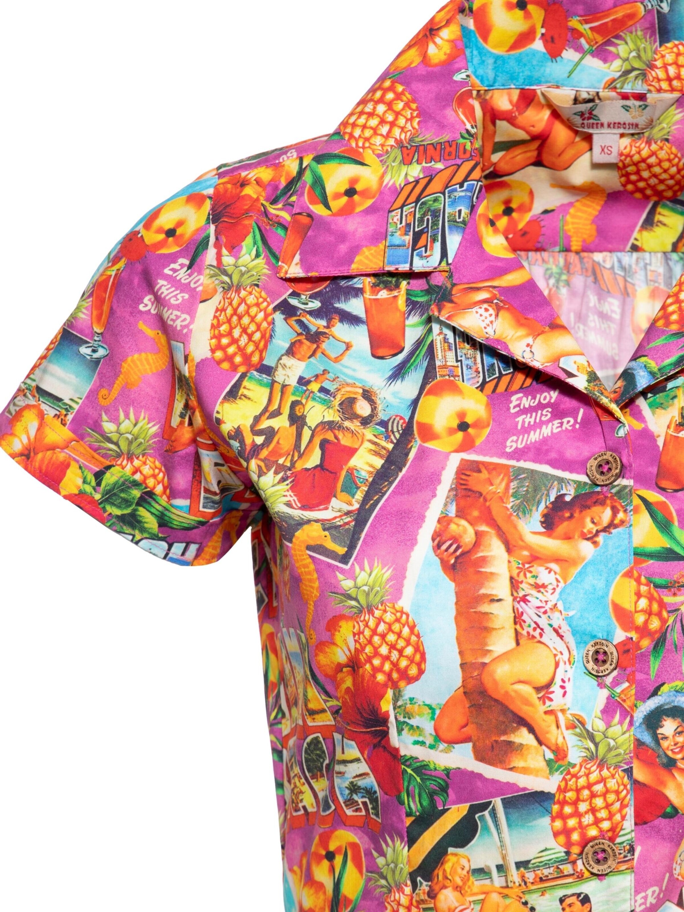 Queen Kerosin Bluse 'Miami & Long Beach'‌‌‌‌‌‌‌‌‌‌ in Mischfarben