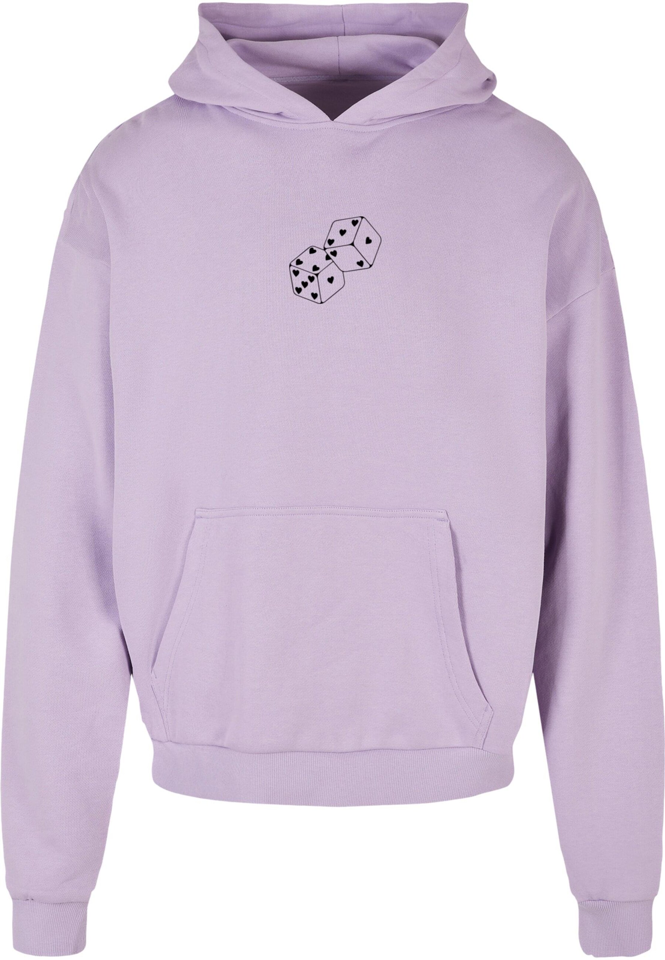 Merchcode - Sweatshirt 'Hugs & Love - Heart Dice' em roxo: frente