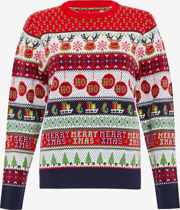 Threadbare Sweater 'Reindeer' in Red: front