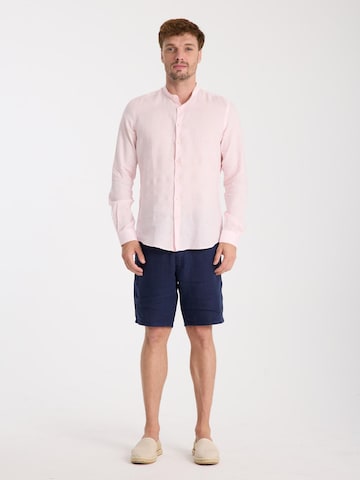 7Camicie Slim fit Zakelijk overhemd 'Caravaggio Linen Man Shirt Green' in Roze