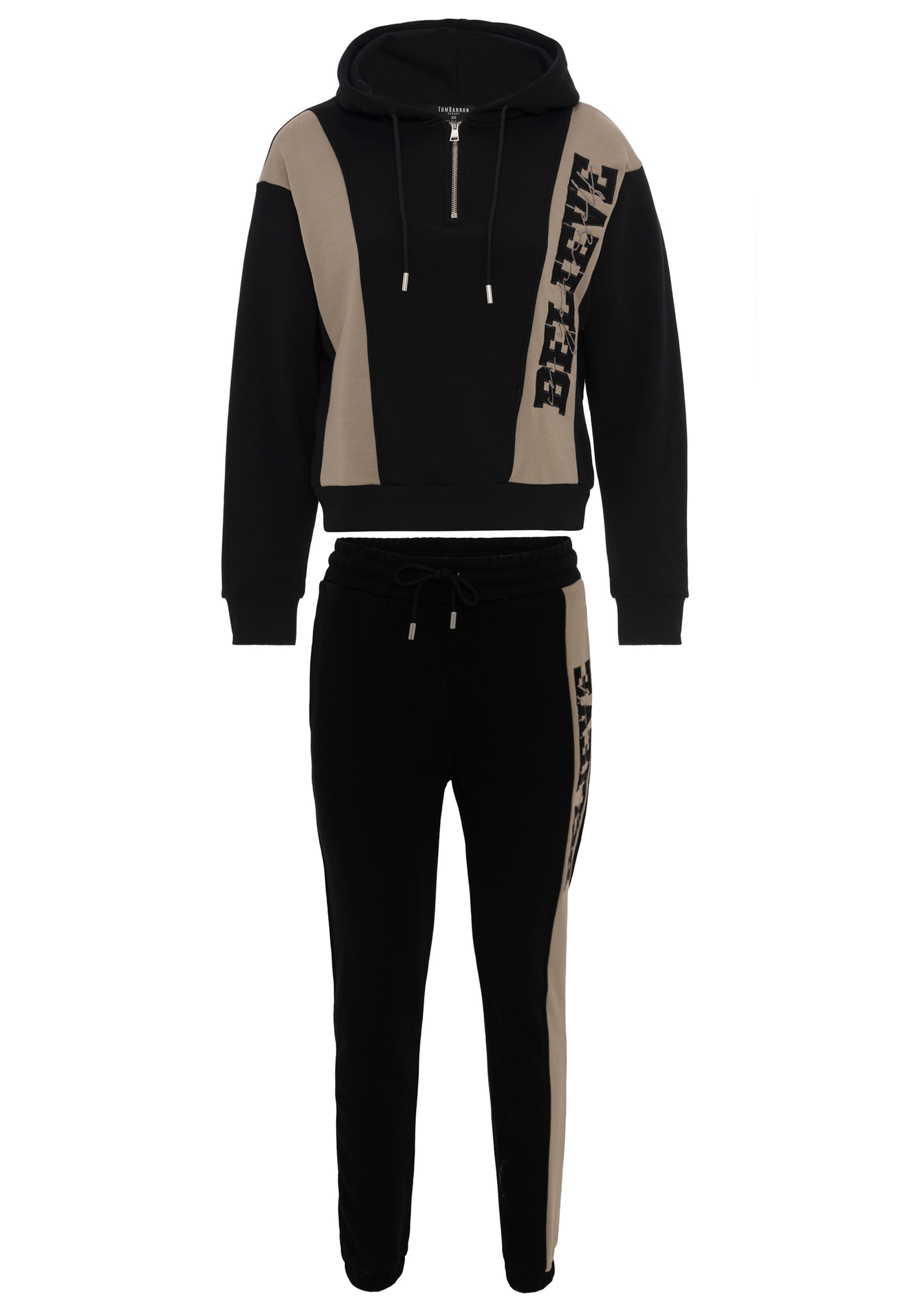 Tom Barron Jogginganzug in Schwarz: Vorderseite