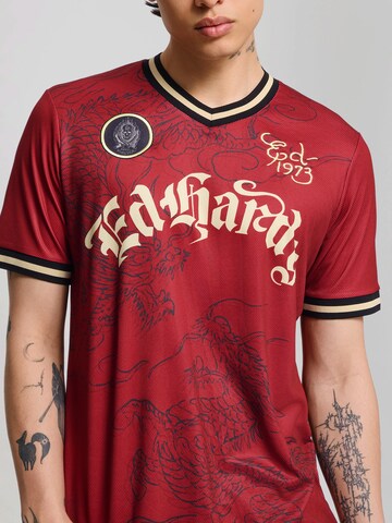 Ed Hardy Shirt 'Soaring Dragon Football' in Rood
