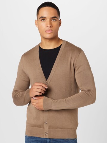 ABOUT YOU Knit Cardigan 'Aaron' in Brown: front