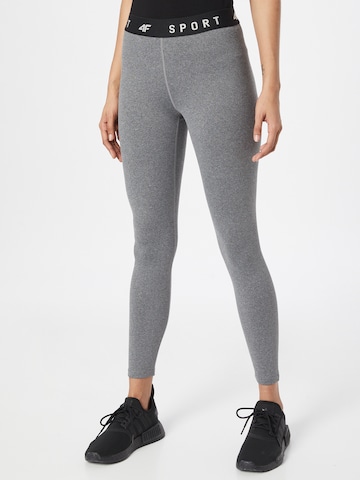 Skinny Pantalon de sport 4F en gris : devant