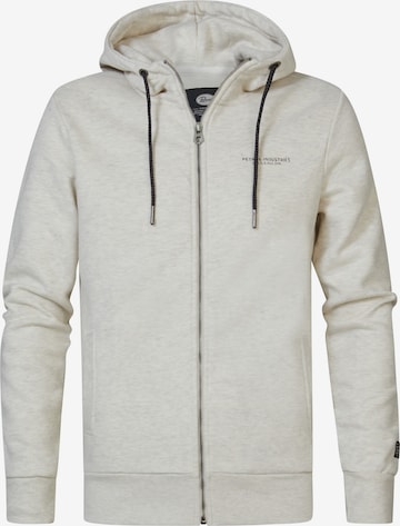 Petrol Industries Zip-Up Hoodie in White: front