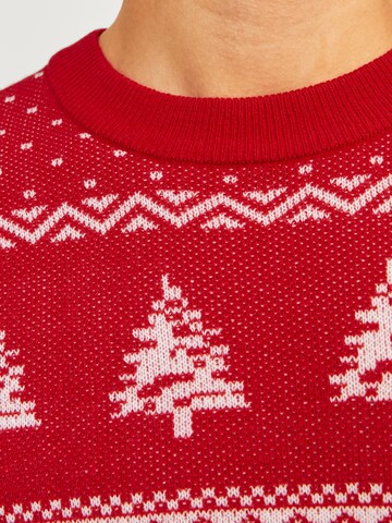 Pull-over 'JJXmas Gabriel' JACK & JONES en rouge