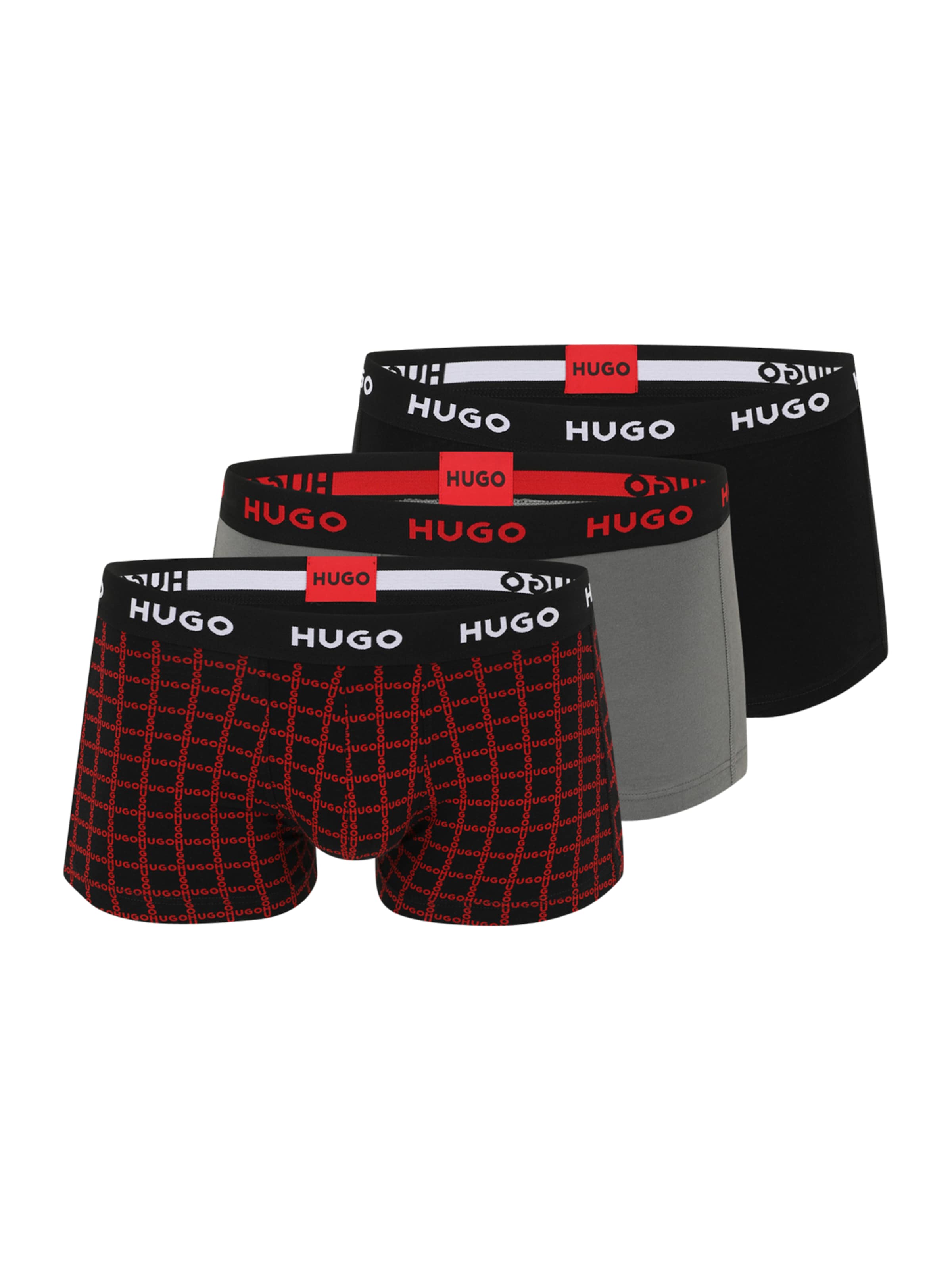 HUGO Boxershorts in grau / rot / schwarz / weiß, Produktansicht