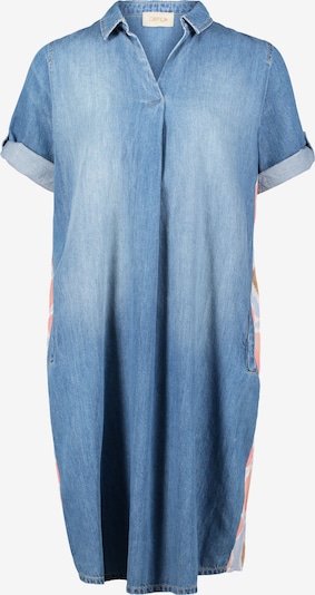 Cartoon Jeanskleid mit Patches in camel / blau / rosa, Produktansicht