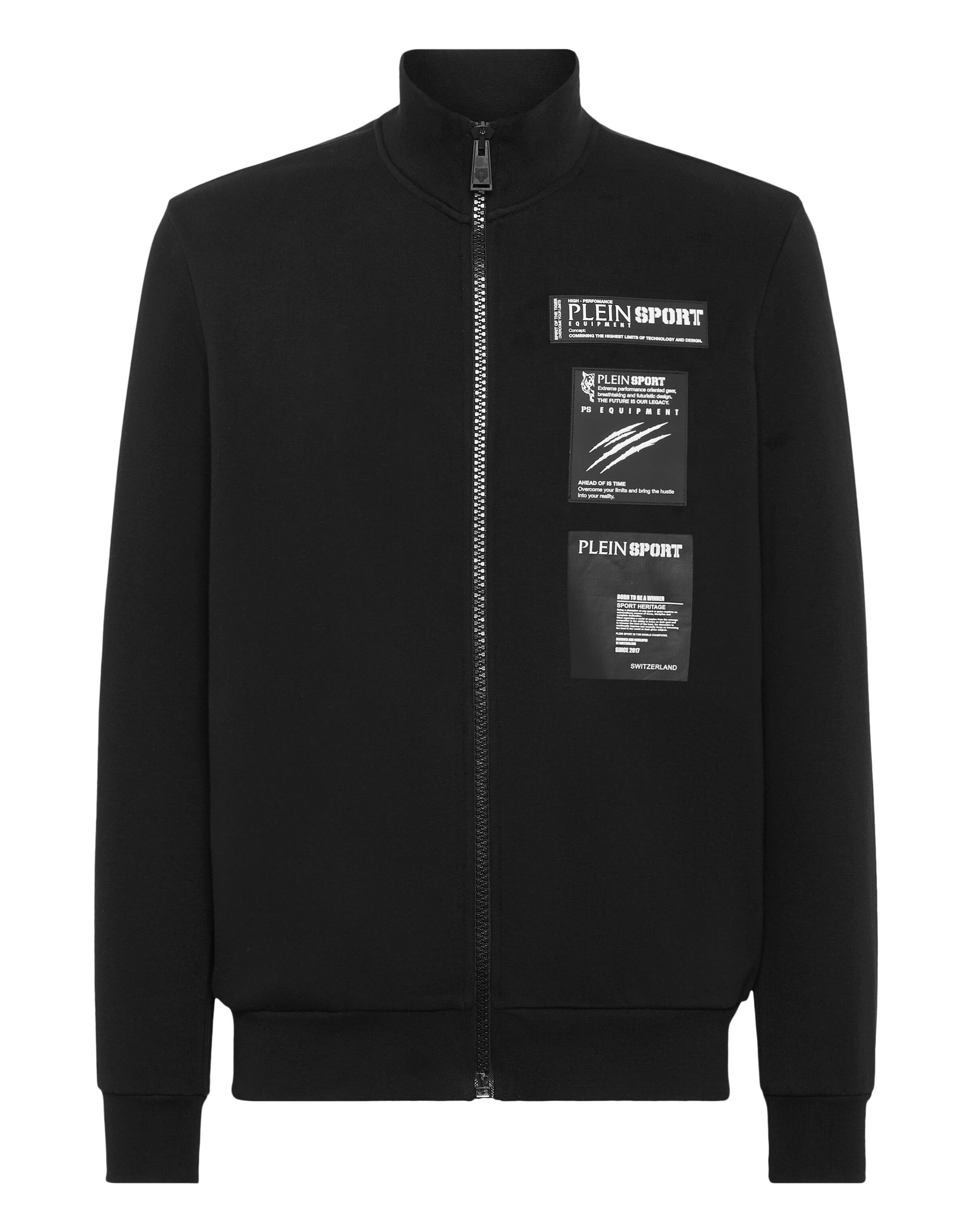 Plein Sport - Casaco em moletão 'Scratch' em preto: frente